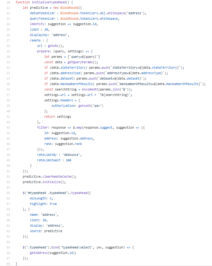 Snippet of sample code for debounce